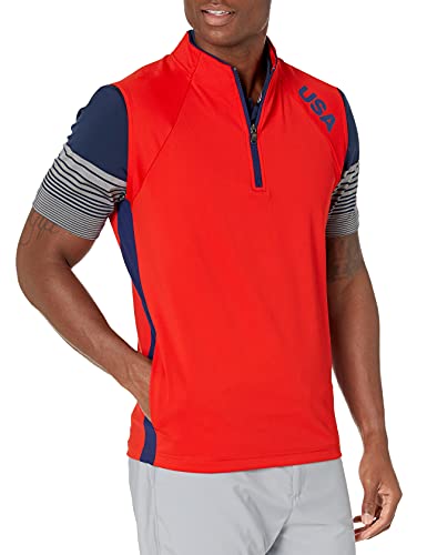 Algopix Similar Product 17 - adidas Golf USA Wind Vest, Red, X-Large