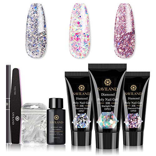 Algopix Similar Product 15 - Saviland Glitter Poly Nails Gel Kit 3