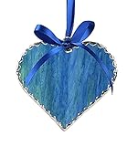 Algopix Similar Product 2 - Heart Blue  Green Ripple Stained Glass