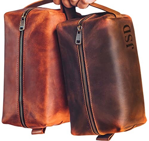 Algopix Similar Product 18 - Personalized Leather Dopp Kit For Men 