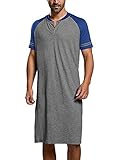 Algopix Similar Product 5 - Mens Cotton Nightshirts Raglan Short