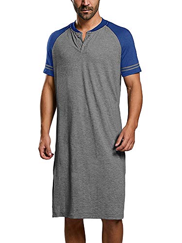 Algopix Similar Product 6 - Mens Cotton Nightshirts Raglan Short