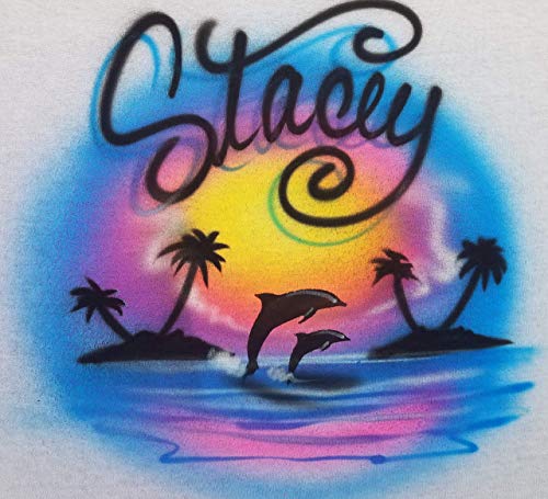 Algopix Similar Product 18 - Custom 80s Airbrush Dolphin Beach