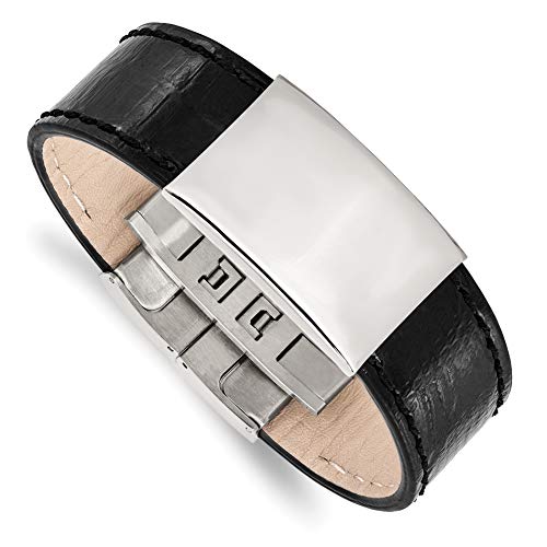 Algopix Similar Product 2 - Stainless Steel Polished Black Leather