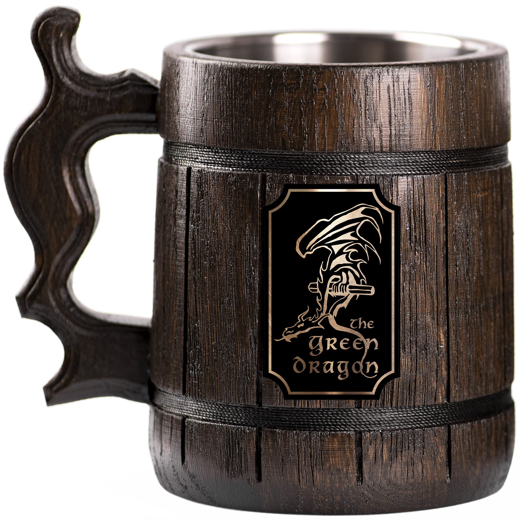 Algopix Similar Product 5 - Green Dragon Wooden Beer Mug Lord Beer