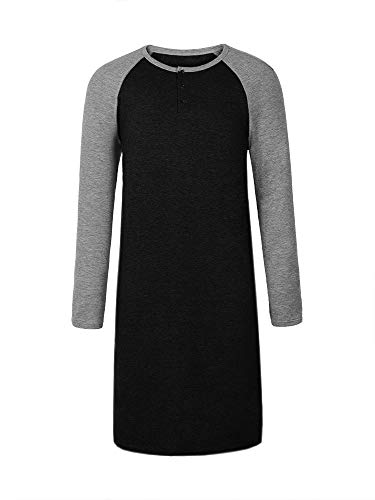 Algopix Similar Product 15 - Mens Cotton Nightshirts Raglan Short