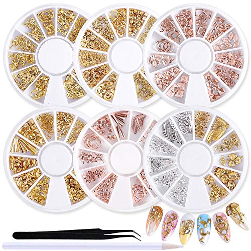 Algopix Similar Product 9 - SILPECWEE 6 Boxes 3D Metal Nail Art