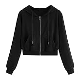 Algopix Similar Product 8 - Long Sleeve Crop Top Zip Up Hoodie