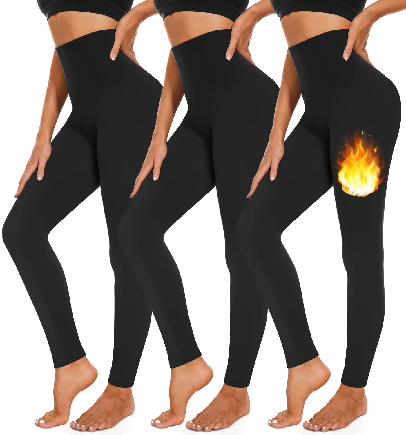 Algopix Similar Product 19 - 3 Pack Fleece Lined Leggings Women High
