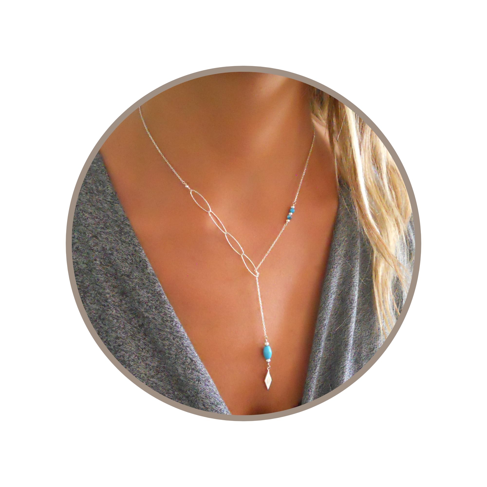Algopix Similar Product 5 - Annika Bella Turquoise Lariat Necklace