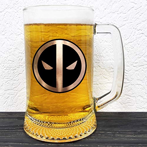Algopix Similar Product 12 - Deadpool Glass Beer Mug  Marvel Comics