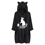 Algopix Similar Product 6 - Womens Casual Print Cat Ear Hooded