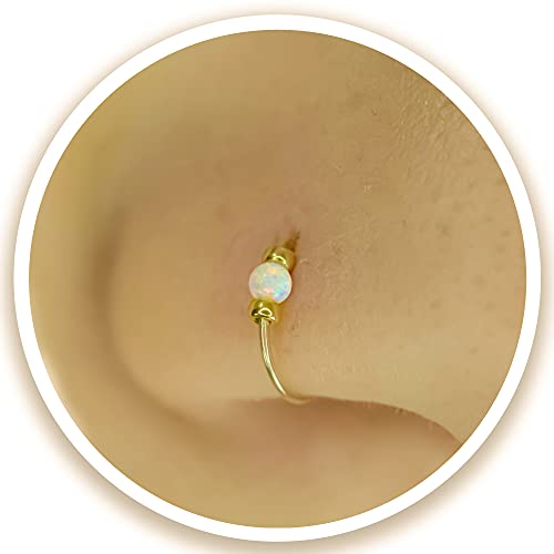 Algopix Similar Product 18 - Tiny opal Fake Nose Ring 24g false nose