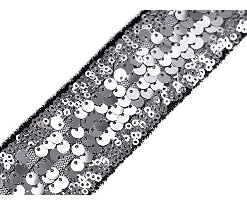 Algopix Similar Product 8 - 1m Silver Sequin TrimInsert On