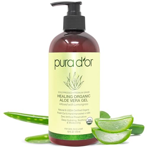 Algopix Similar Product 13 - PURA DOR 16 Oz ORGANIC Aloe Vera Gel 