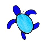 Algopix Similar Product 3 - Aqua and Cobalt Blue Sea Turtle Stained