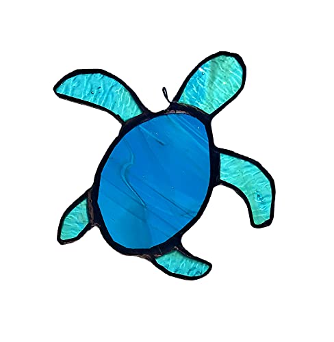 Algopix Similar Product 5 - Teal Aqua Blue Sea Turtle Stained Glass