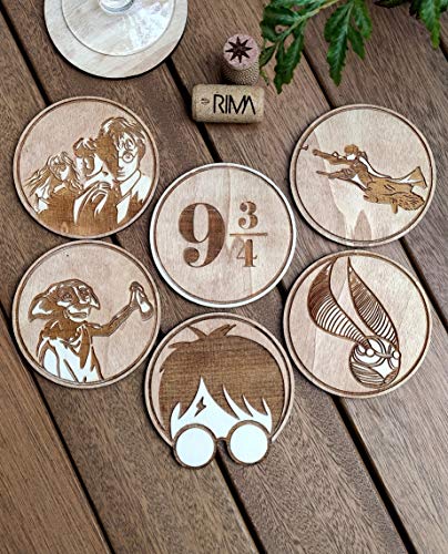 Algopix Similar Product 9 - Set of 6 HP Coasters - Wood