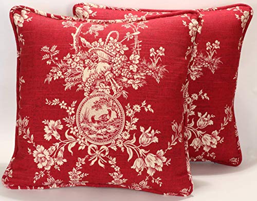 Algopix Similar Product 9 - A set of 2 18 Country Red Toile Bird
