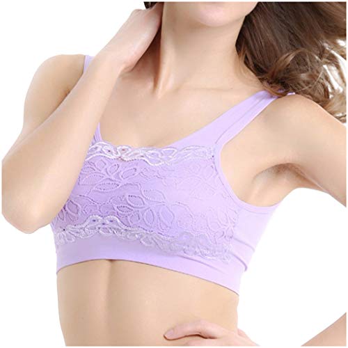 Algopix Similar Product 1 - Womens Lace Trim Sports Sleep Bra