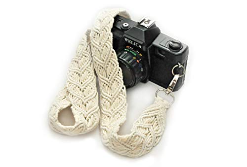 Algopix Similar Product 10 - Macrame off white camera strap Woven