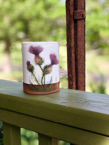 Algopix Similar Product 15 - Handmade Pottery Tumbler with Thistle