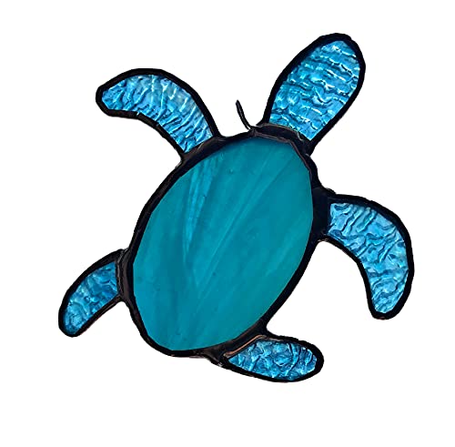Algopix Similar Product 1 - Aqua Teal Blue Sea Turtle Stained Glass