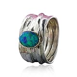 Algopix Similar Product 10 - 09 Carat Blue Opal Stone Wrap Ring