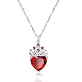 Algopix Similar Product 8 - Red Heart Golden Crown Necklace