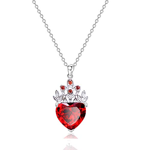 Algopix Similar Product 10 - Red Heart Golden Crown Necklace