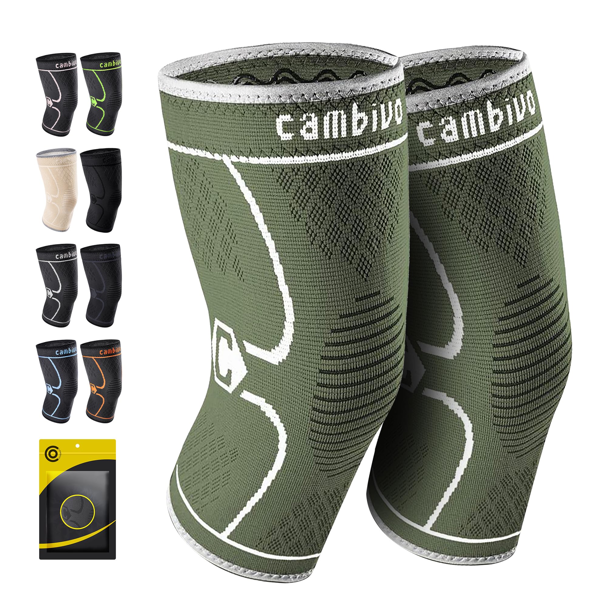 Algopix Similar Product 12 - CAMBIVO 2 Pack Knee Brace Knee