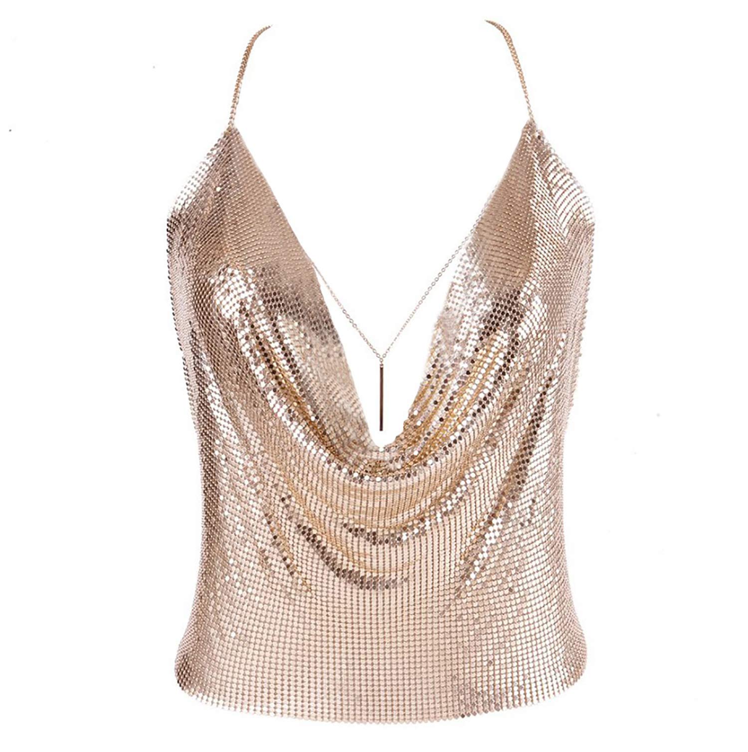 Algopix Similar Product 7 - Gold Sexy Tops for Women Sparkly Deep V