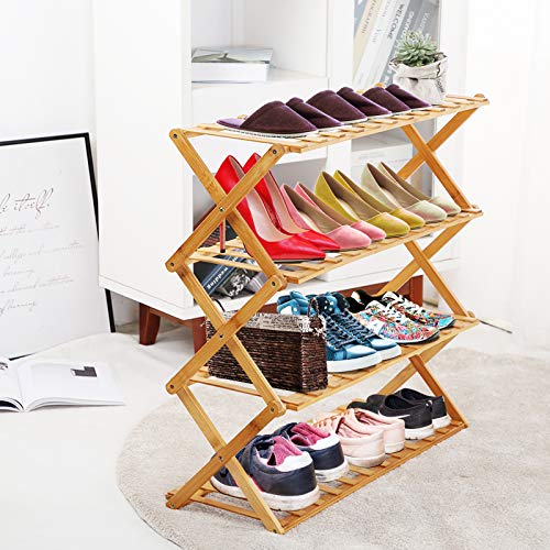 Algopix Similar Product 4 - Fox Flower 4 Tier Shoe Rack Foldable