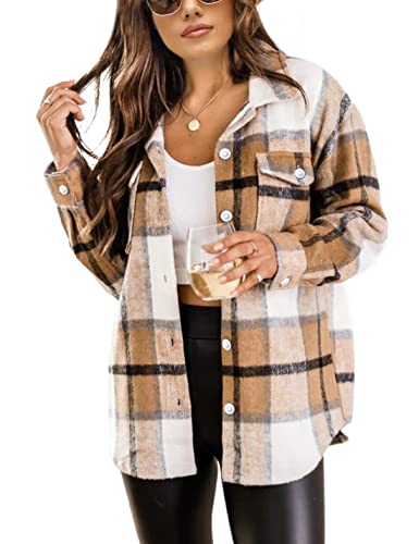 Algopix Similar Product 15 - Tanming Womens Wool Blend Plaid Lapel