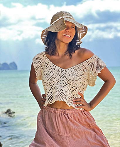 Algopix Similar Product 18 - Cotton Crochet Crop Top Cream Crochet