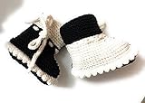 Algopix Similar Product 4 - Crochet baby boots in black white