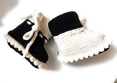 Algopix Similar Product 19 - Crochet baby boots in black white