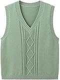 Algopix Similar Product 12 - Partvece Girls V Neck Solid Color Cable