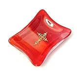 Algopix Similar Product 4 - Red and White Fused Glass Plate or