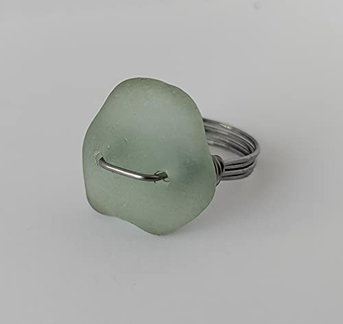 Algopix Similar Product 7 - Sea Glass Wire Wrap Ring Hawaii