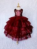 Algopix Similar Product 7 - Rustic Burgundy Mini Sequence Lace Hem