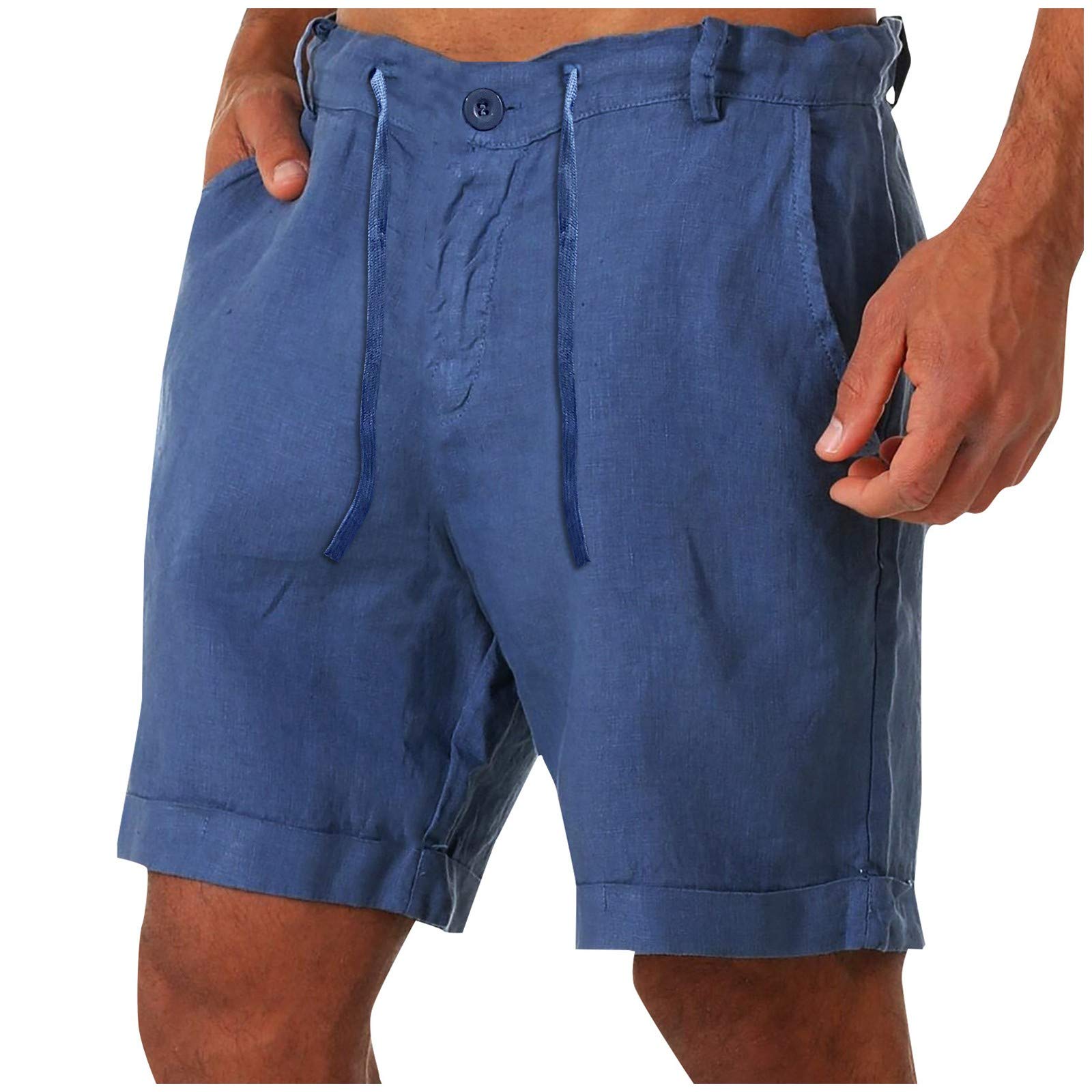 Algopix Similar Product 3 - Casual Linen Shorts for Mens 7 inch