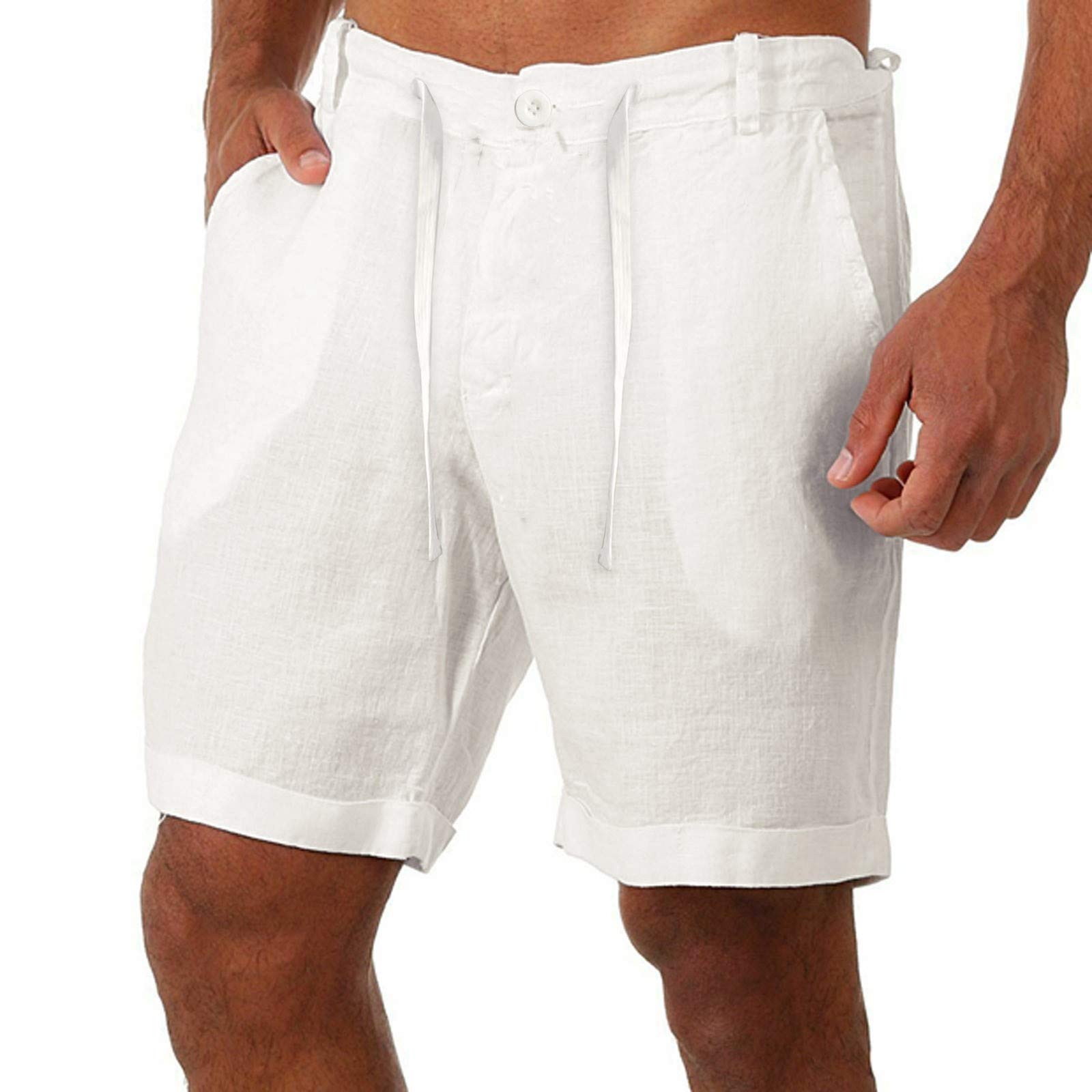 Algopix Similar Product 20 - Casual Linen Shorts for Mens 7 inch