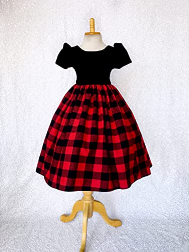 Algopix Similar Product 17 - Black Velvet Short Sleeve Plaid Skirt