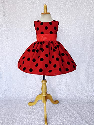 Algopix Similar Product 14 - Red Black Polka Dot Knee Length