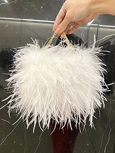 Algopix Similar Product 20 - White Mini Ostrich Feather Handbag