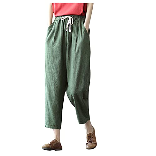 Algopix Similar Product 14 - MITCOWBOYS Linen Loose Pants Women