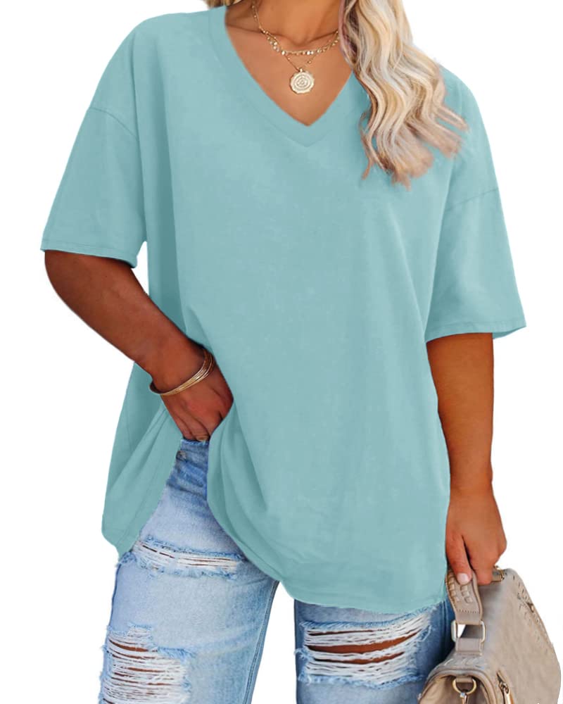 Algopix Similar Product 13 - Fisoew Womens Plus Size V Neck T