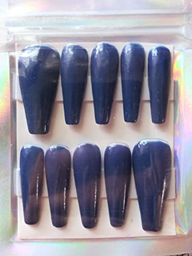Algopix Similar Product 2 - Handmade Cute Press on nails  Blue