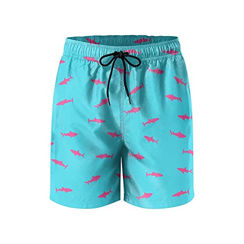 Algopix Similar Product 5 - Arcikerse Shark Blue Mens Swim Trunks